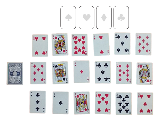 Vague Solitaire set up: card layout